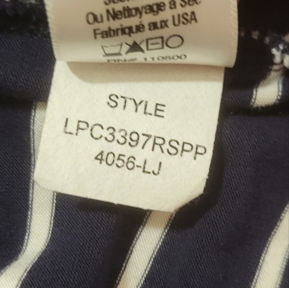 Ink Love and Peace Mac navy blue & white striped cardigan w/ pockets size M - Picture 7 of 8